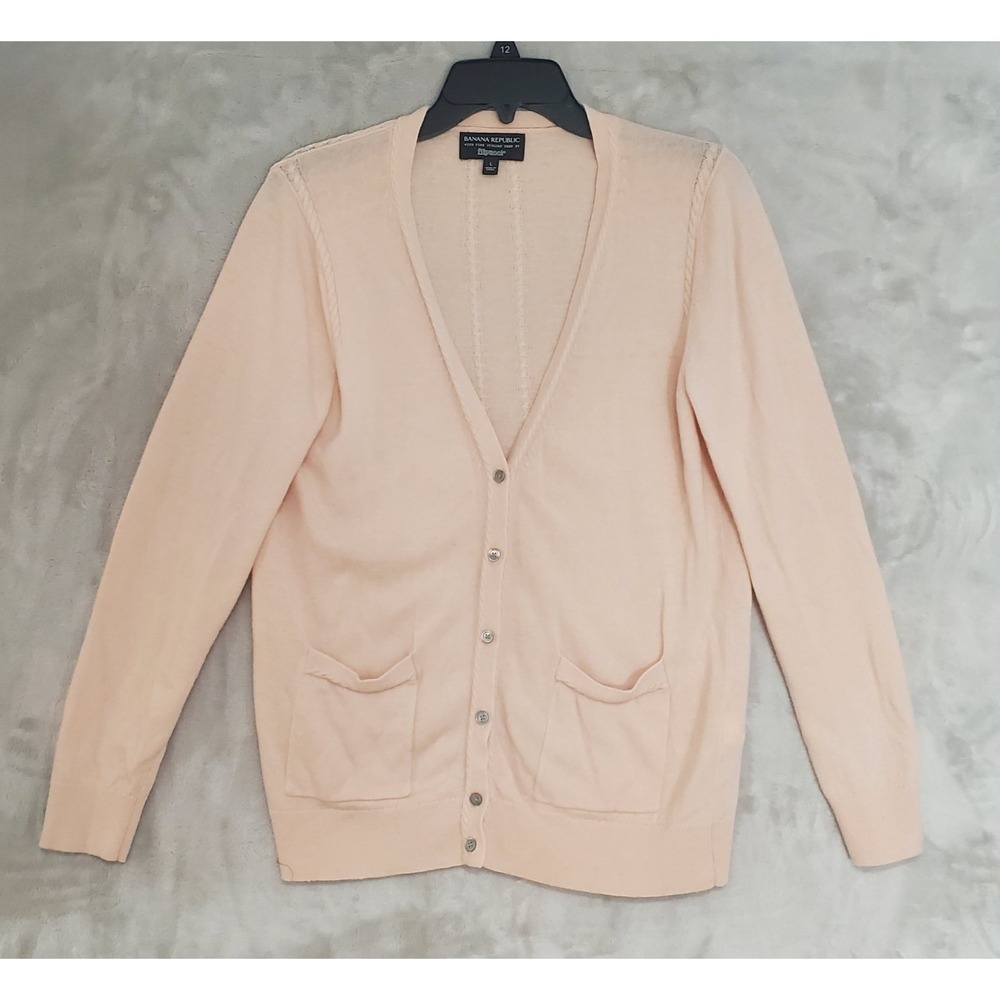 Banana Republic Filpucci Button Down Cardigan Women's L Wool & Cashmere Pink - Picture 1 of 7